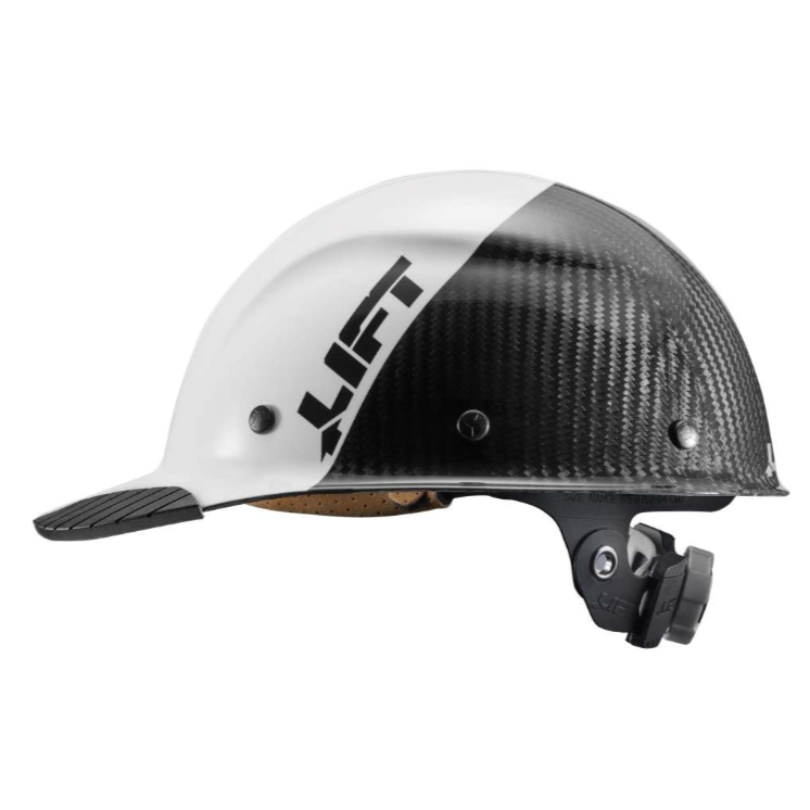 LIFT Safety HDC50C-19WC DAX Fifty 50 Carbon Fiber Cap Style Hard Hat - Ratchet Suspension - White