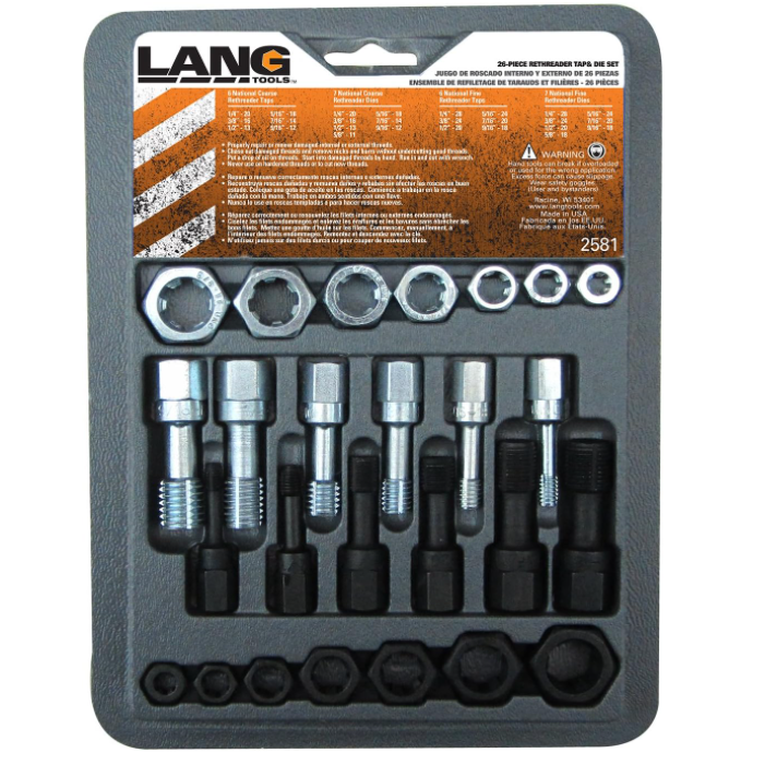 Lang 2581 Thread Restorer Tap & Die Set - 26pc