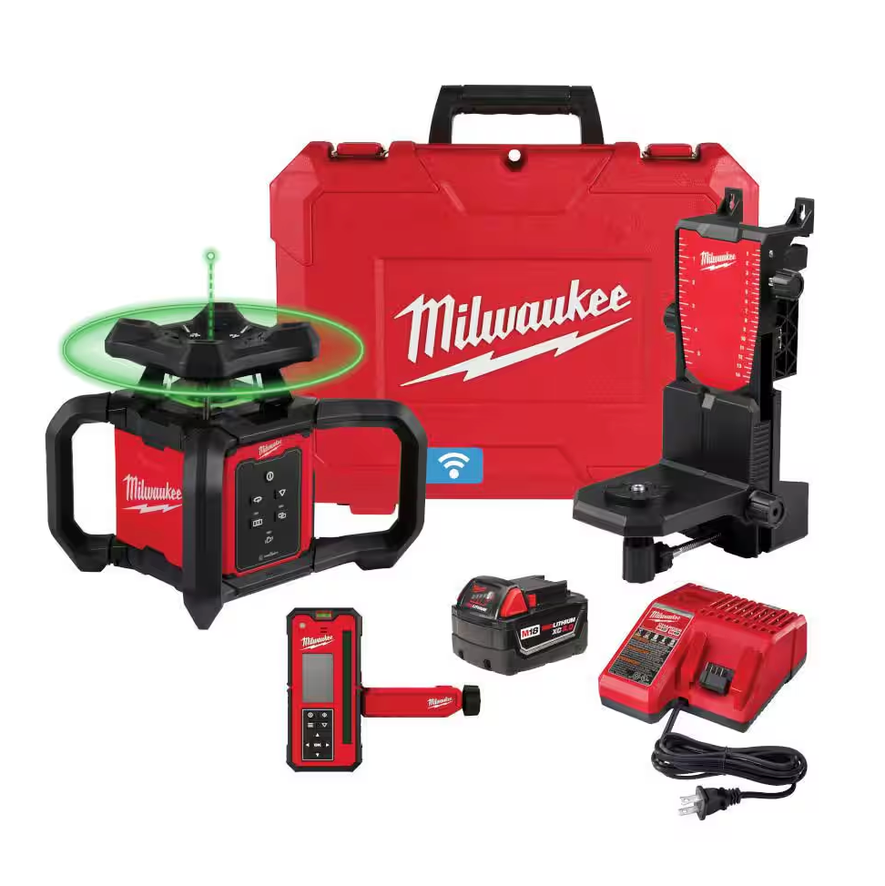 Milwaukee 3702-21 M18™ Green Interior Rotary Laser Level Kit w