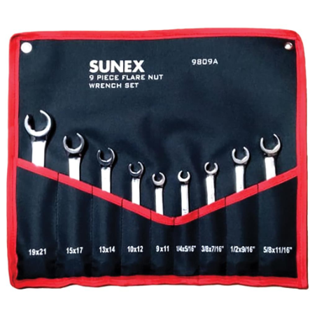 Sunex 9809A - Flare Nut Wrench Set - 9pc