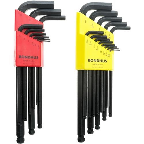 Bondhus 20199 Set of 22 Balldriver L-Wrenches, Double Pack 1.5mm-10mm & .050-3/8"