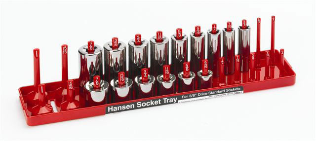 Hansen Global 3801 3/8″ Drive SAE Socket Tray - Red