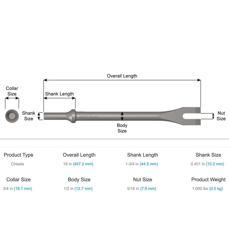 Ajax Tools A1100-18 Nut Splitter 5/16", 18" Length