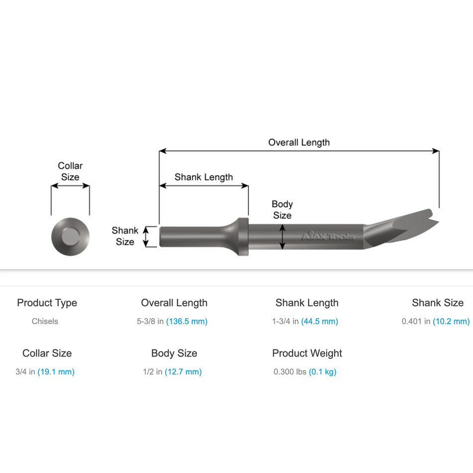 Ajax Tools 907 Claw Ripper - Edging Tool Air Hammer Attachment