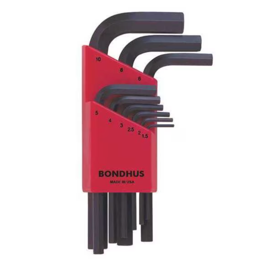 Bondhus 12299 Set of 9 Short Hex L-wrenches 1.5mm-10mm