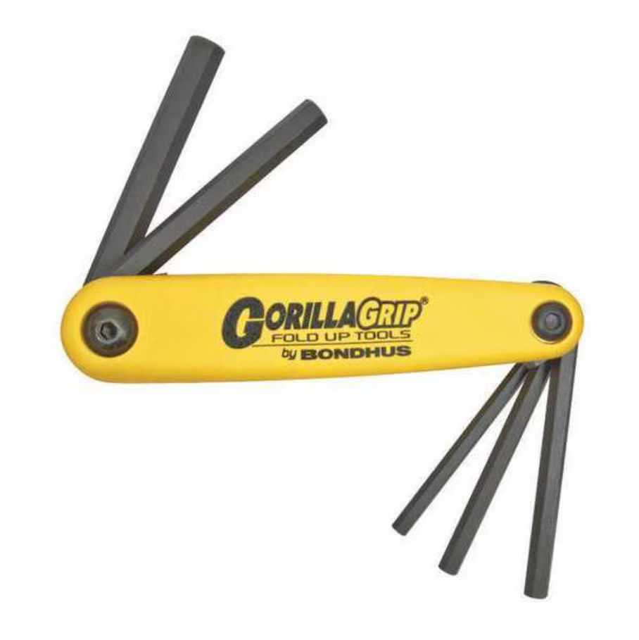 Bondhus 12585 GorillaGrip Set of 5 Fold-Up Hex Keys 3/16"-3/8"