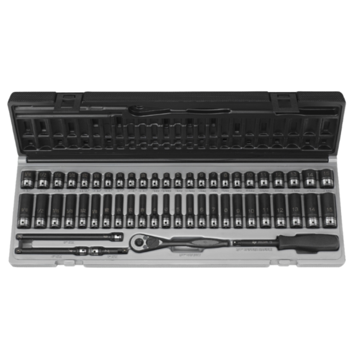 Grey Pneumatic 89653CRD 1/4" Drive 53-Piece 6-Point Fractional and Metric Duo Socket Set