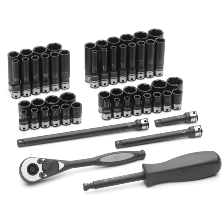 Grey Pneumatic 89653CRD 1/4" Drive 53-Piece 6-Point Fractional and Metric Duo Socket Set