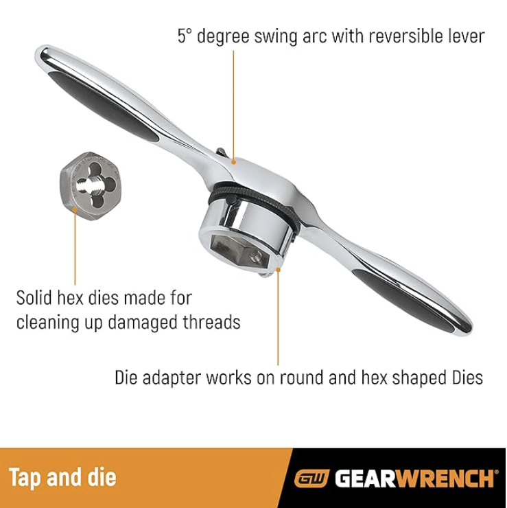 GearWrench 3887 - 77 Piece SAE/Metric Ratcheting Tap and Die Set ...