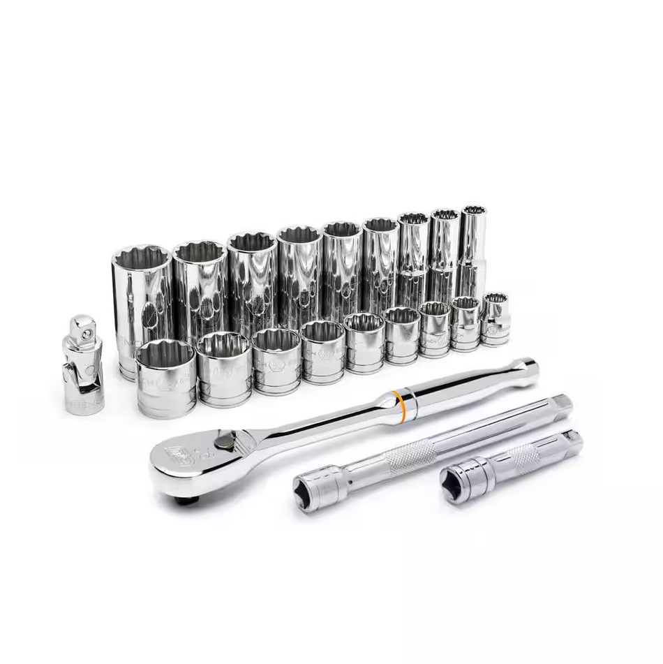 GearWrench 80691 - 22pc 3/8" Drive 12 Point Standard & Deep SAE Mechanics Tool Set