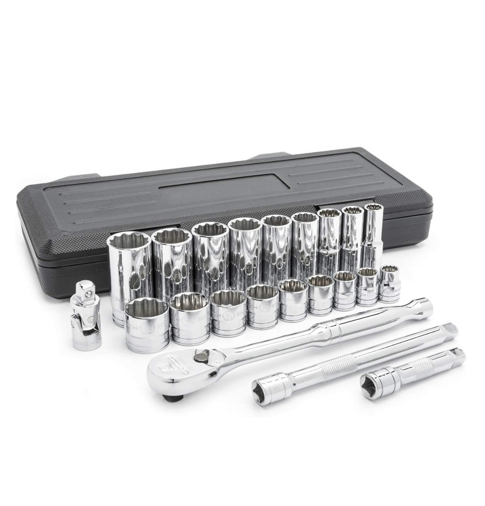 GearWrench 80691 - 22pc 3/8" Drive 12 Point Standard & Deep SAE Mechanics Tool Set