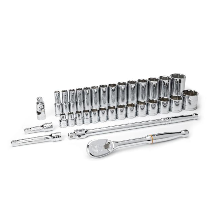 GearWrench 80715 - 33 Piece 1/2" Drive 6 Point Standard and Deep SAE Mechanics Tool Set