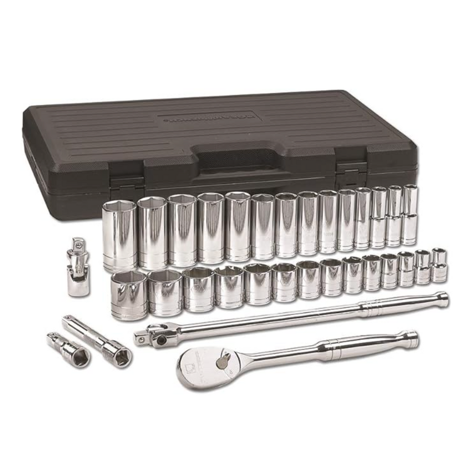 GearWrench 80715 - 33 Piece 1/2" Drive 6 Point Standard and Deep SAE Mechanics Tool Set