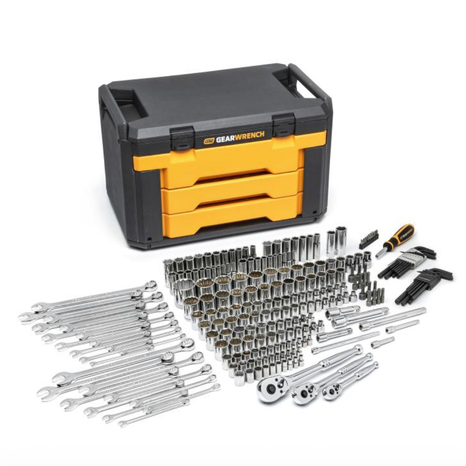 GearWrench 80942 - 239 Piece Mechanics Tool Set in 3 Drawer Storage Box