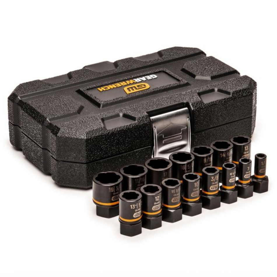 GearWrench 84783 - 15 Piece 1/4" & 3/8" Drive Bolt Biter™ Impact Extraction Socket Set