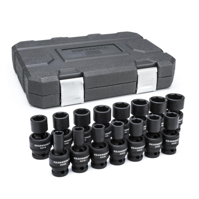 GearWrench 84939N 15 Piece 1/2" Drive 6 Point Standard Universal Impact Metric Socket Set