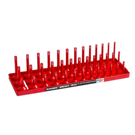 Hansen Global 38013 3/8″ Drive Fractional 3 Row Socket Tray - Red
