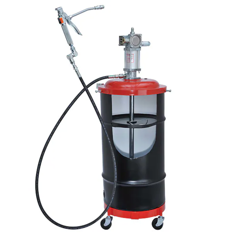 Lincoln 6917 Portable Grease Pump with Gun: 50:1, Air-Operated, 7' Hose