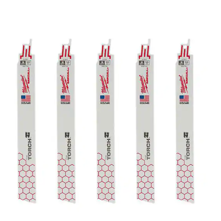 Milwaukee 48-00-5787 - 9" 14 TPI TORCH™ SAWZALL® Blade for Medium Metal (5 PK)