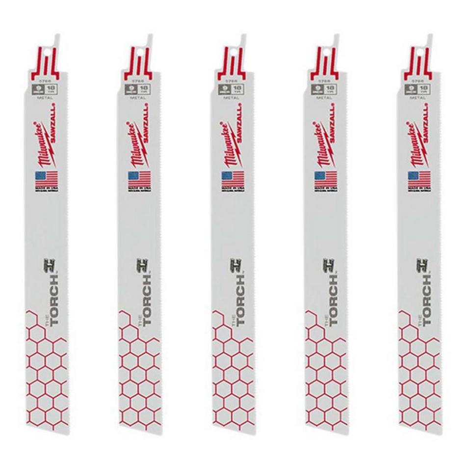 Milwaukee 48-00-5788 - 9" 18 TPI TORCH™ SAWZALL® Blade for Medium Metal (5 PK)