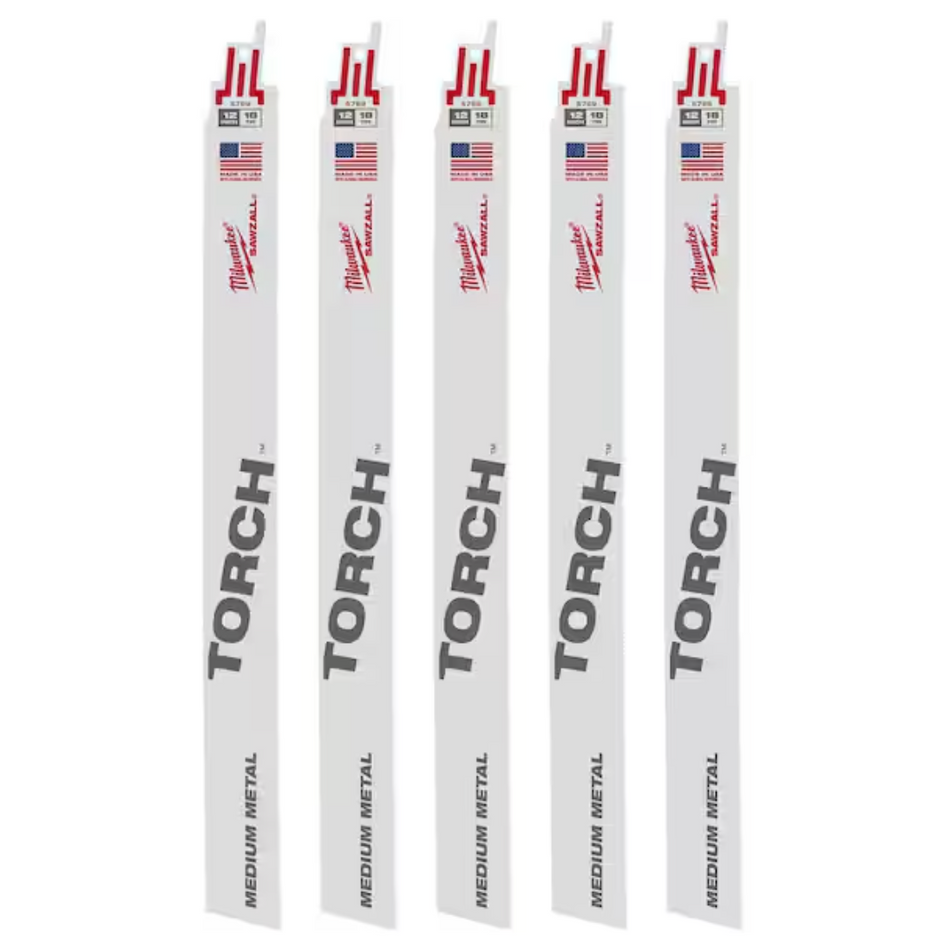 Milwaukee 48-00-5789 - 12" 18 TPI TORCH™ SAWZALL® Blade for Medium Metal (5 PK)