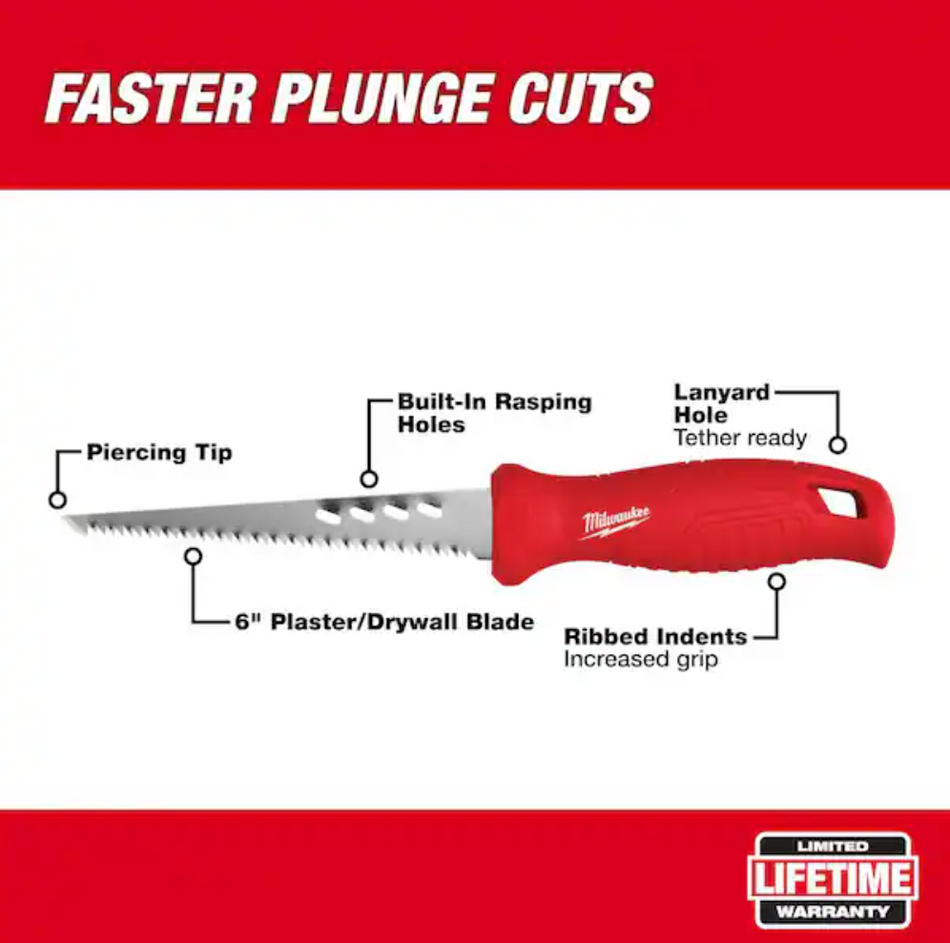 Milwaukee 48-22-0104 Rasping Jab Saw with 6" Drywall Blade