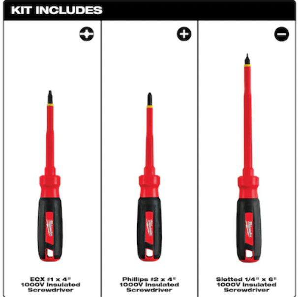 Milwaukee 48-22-2202 - 3PC 1000V Insulated Screwdriver Set
