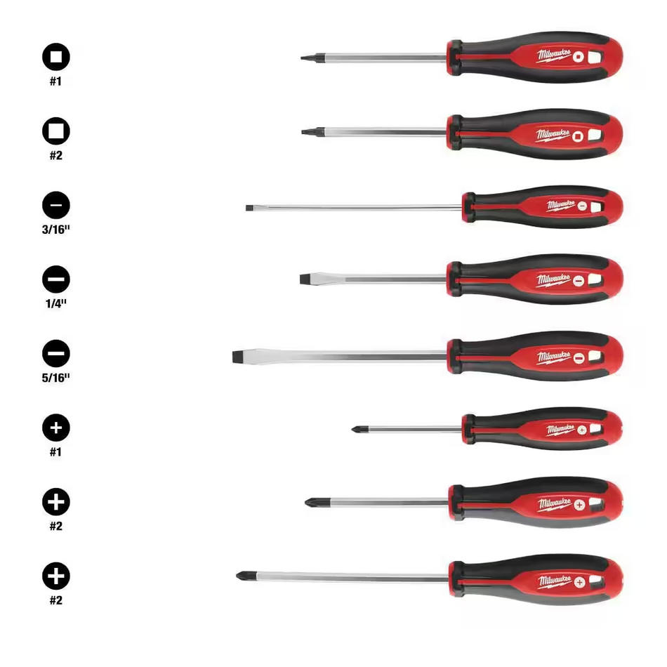 Milwaukee 48-22-2718 - 10 Piece Screwdriver Set w/ Square