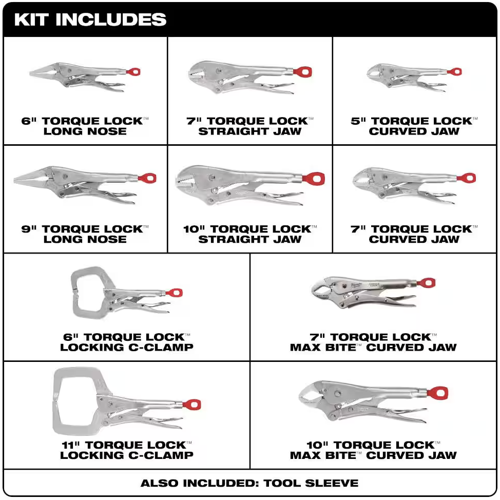 Milwaukee 48-22-3690 TORQUE LOCK™ LOCKING PLIERS KIT - 10pc