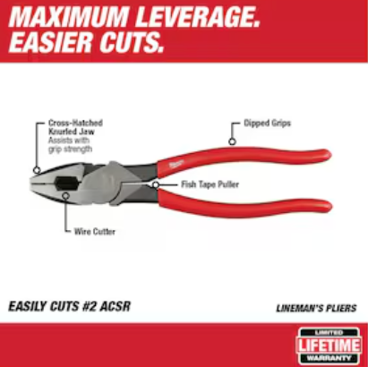 Milwaukee 48-22-6502 - 9" High-Leverage Lineman's Pliers