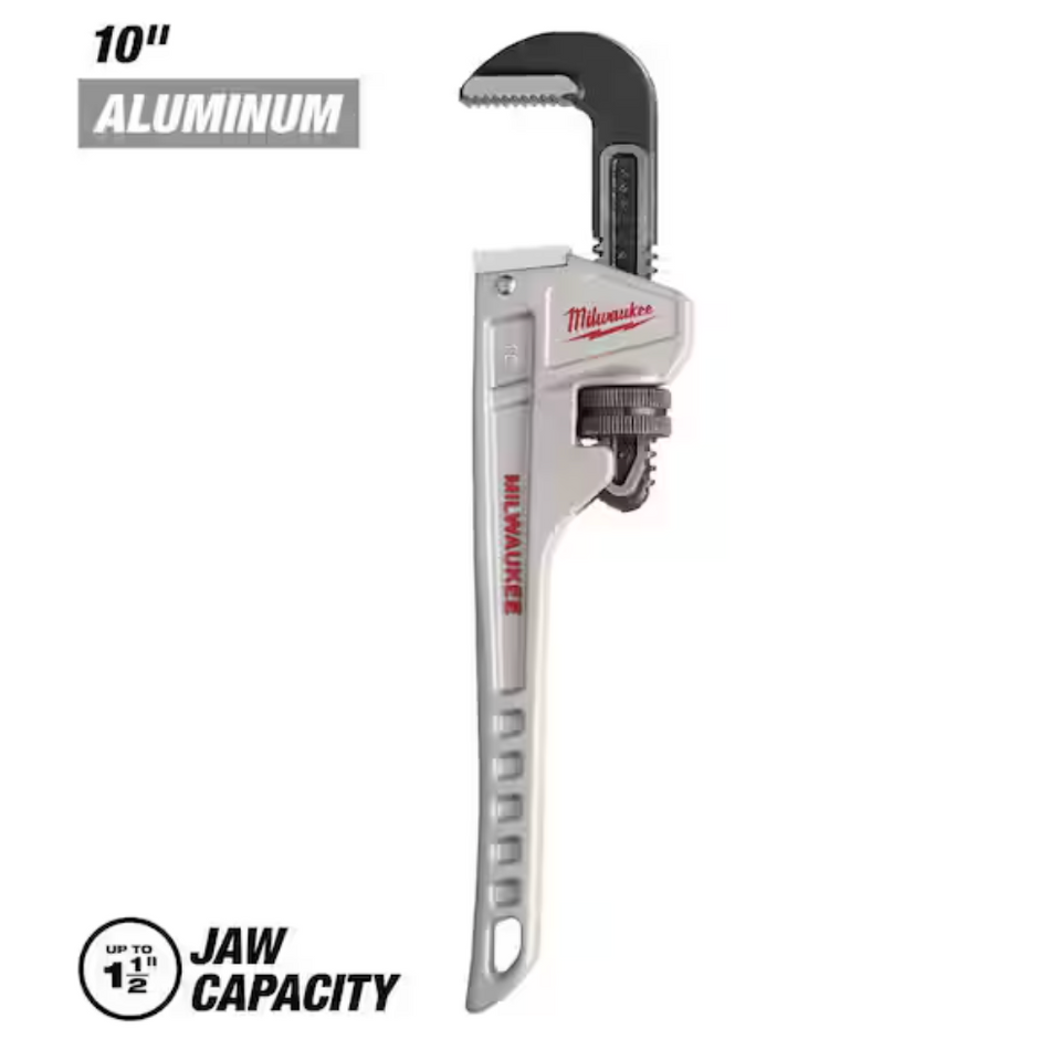 Milwaukee 48-22-7210 Aluminum Pipe Wrench 10" with 1-1/2" Jaw Capacity