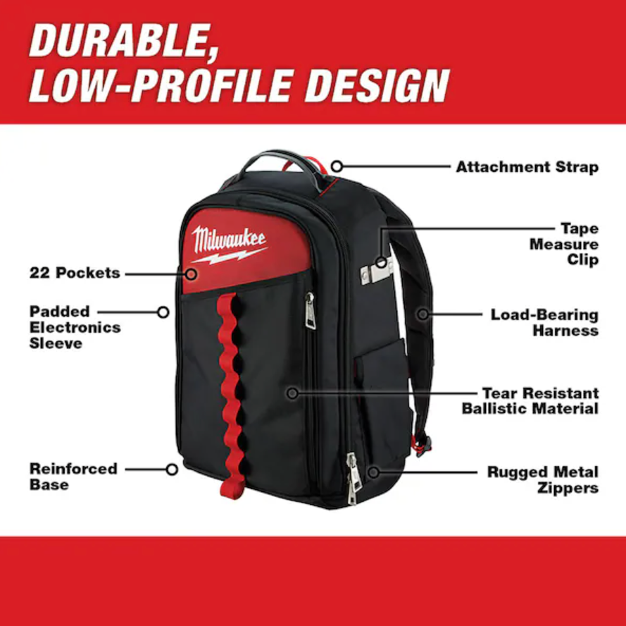 Milwaukee 48-22-8202 Low Profile Backpack – Clark's Tool & Equipment Milwaukee 48-22-8202 Low Profile Backpack – Clark's Tool & Equipment