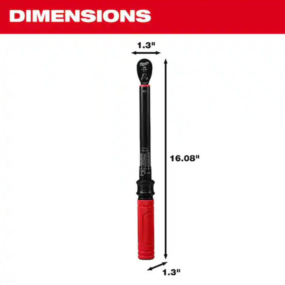 Milwaukee 48-22-9202 - 3/8” Drive Click Torque Wrench (20-100 ft/lbf)