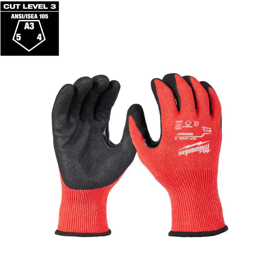 Milwaukee Cut Level 3 Nitrile Dipped Gloves - Multiple Sizes