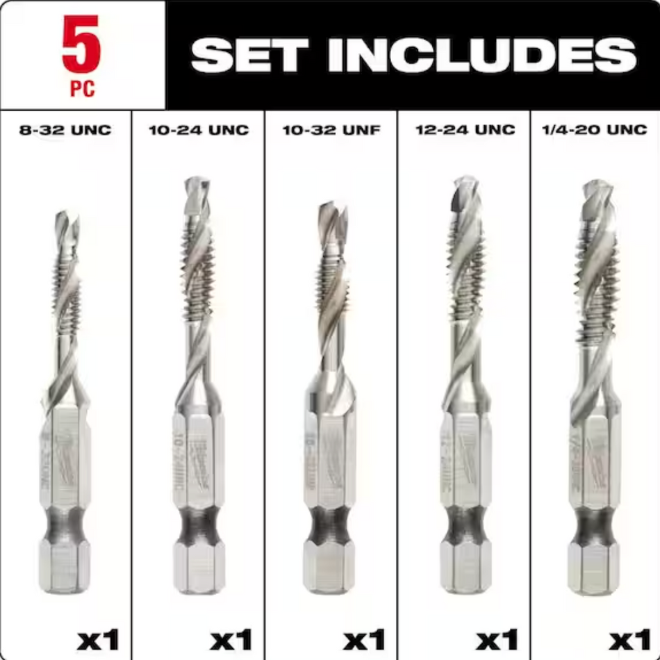 Milwaukee 48-89-4874 Shockwave™ 5PC SAE Impact Drill Tap Set