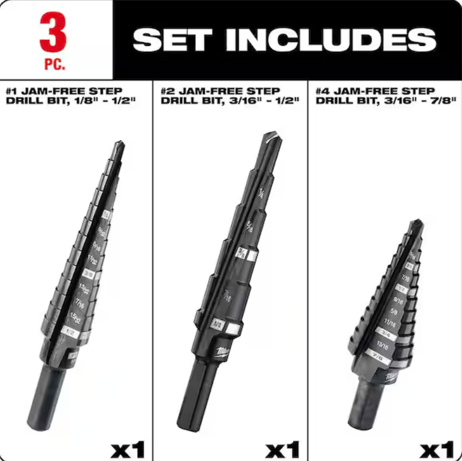 Milwaukee 48-89-9221 Step Drill Bit Set - 3PC