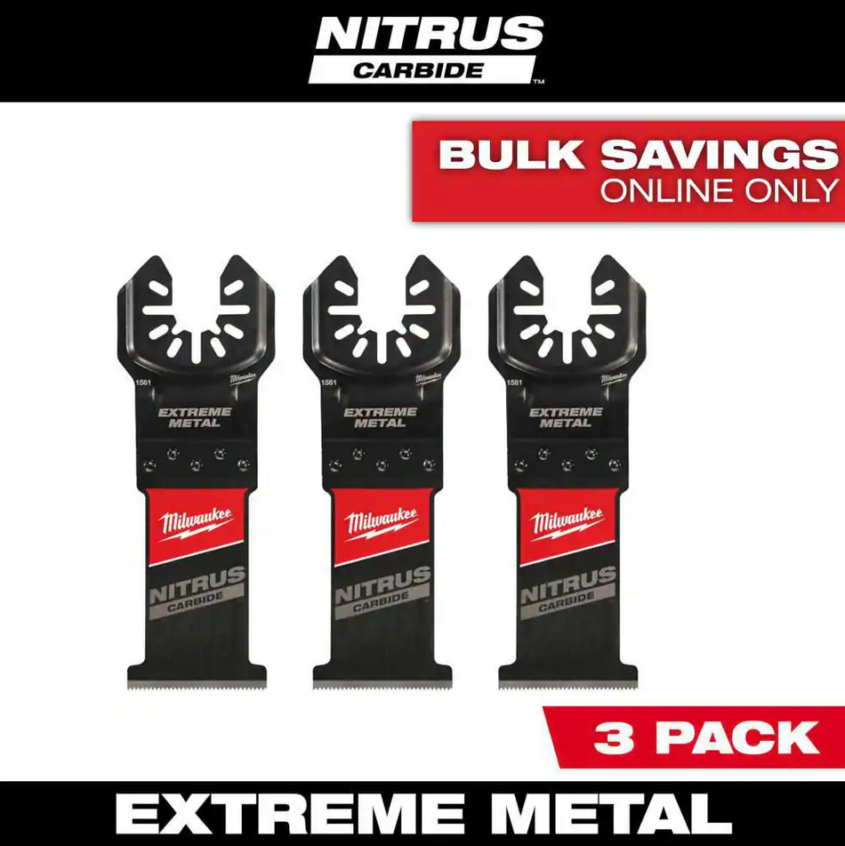 Milwaukee 49-25-1563 NITRUS™ Carbide Extreme Metal Universal Fit OPEN-LOK™ Multi-Tool Blade (3 PK)