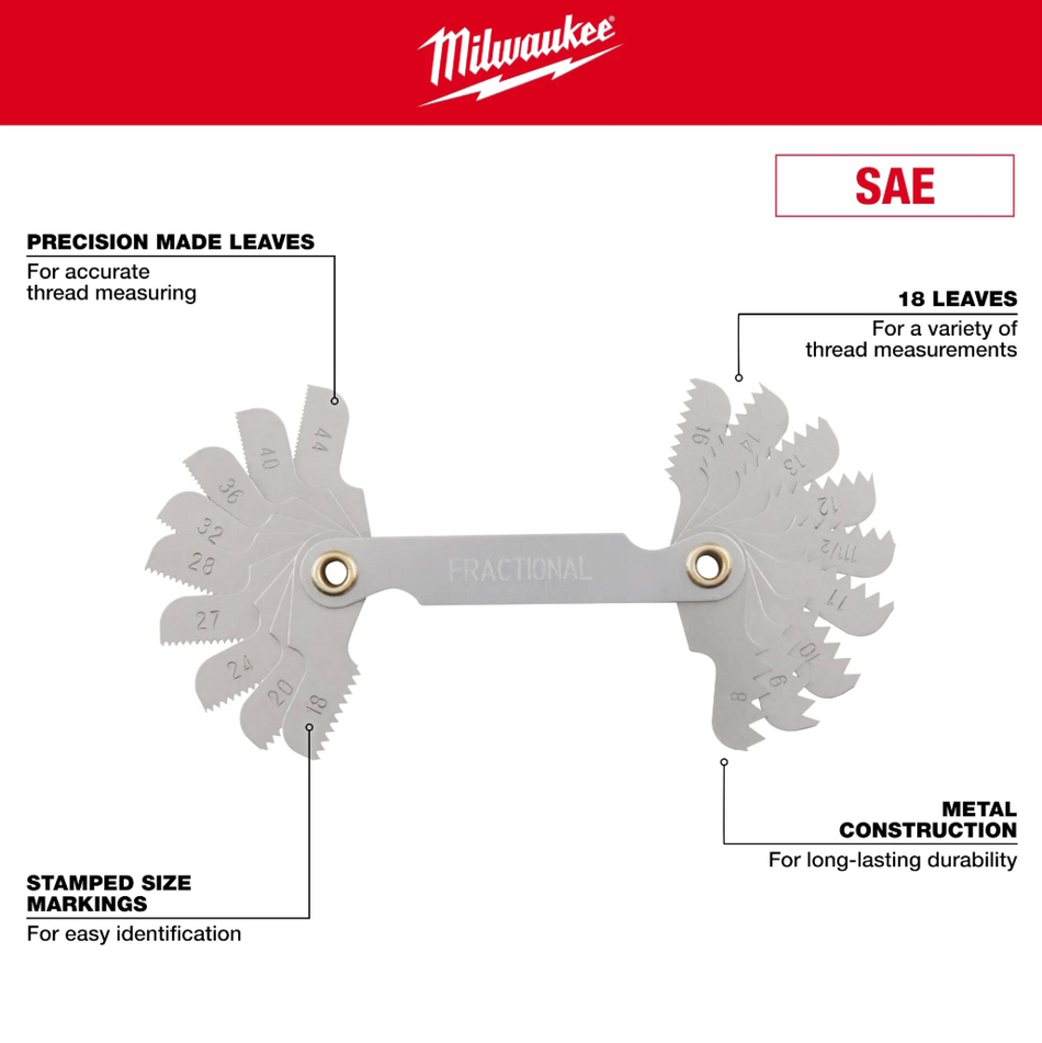Milwaukee® 49-57-5011 - 8-44 TPI SAE Thread Gauge