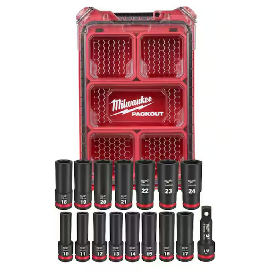 Milwaukee 49-66-6803 SHOCKWAVE™ Impact Duty Socket 1/2” Drive MM Set with PACKOUT™, 16pc