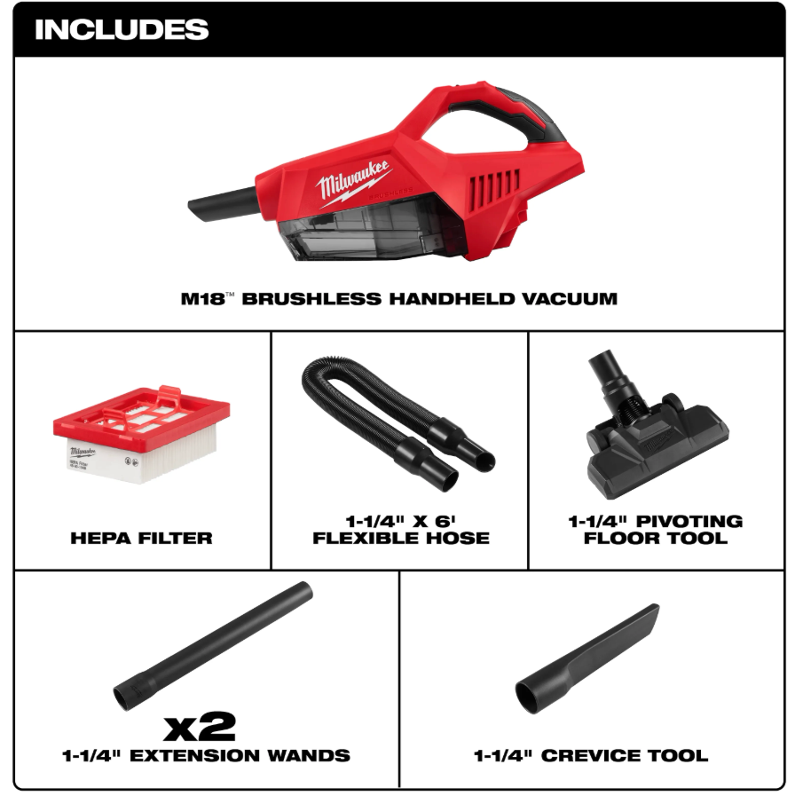 Milwaukee 0892-20 M18™ Brushless Handheld Vacuum