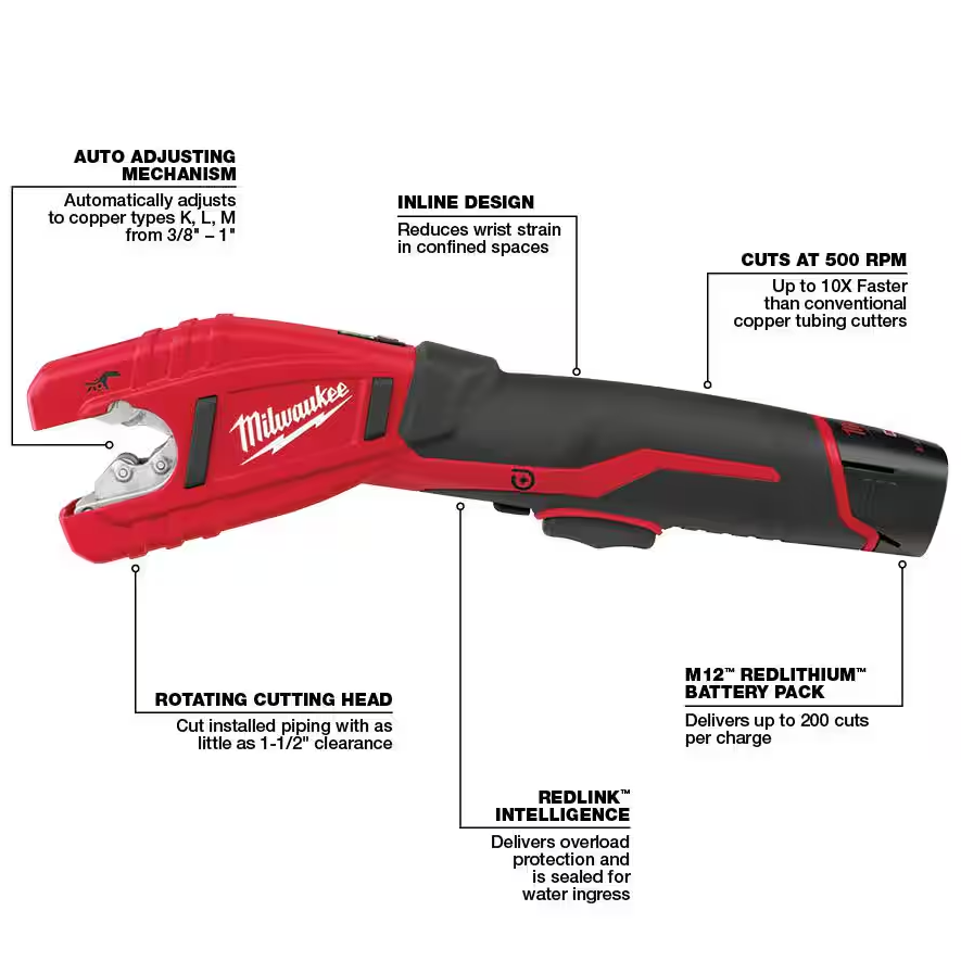 Milwaukee 2471-20 M12™ Copper Tubing Cutter (Tool Only)