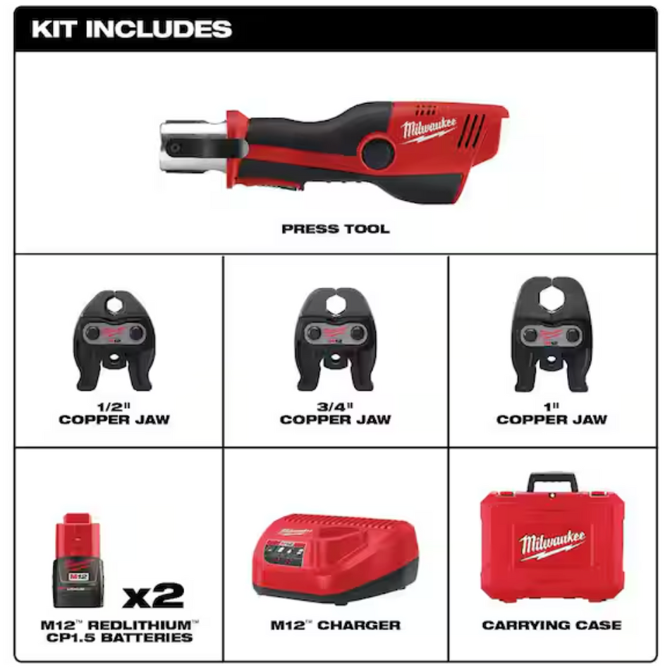 Milwaukee 2473-22 M12™ FORCE LOGIC™ Press Tool Kit with Jaws