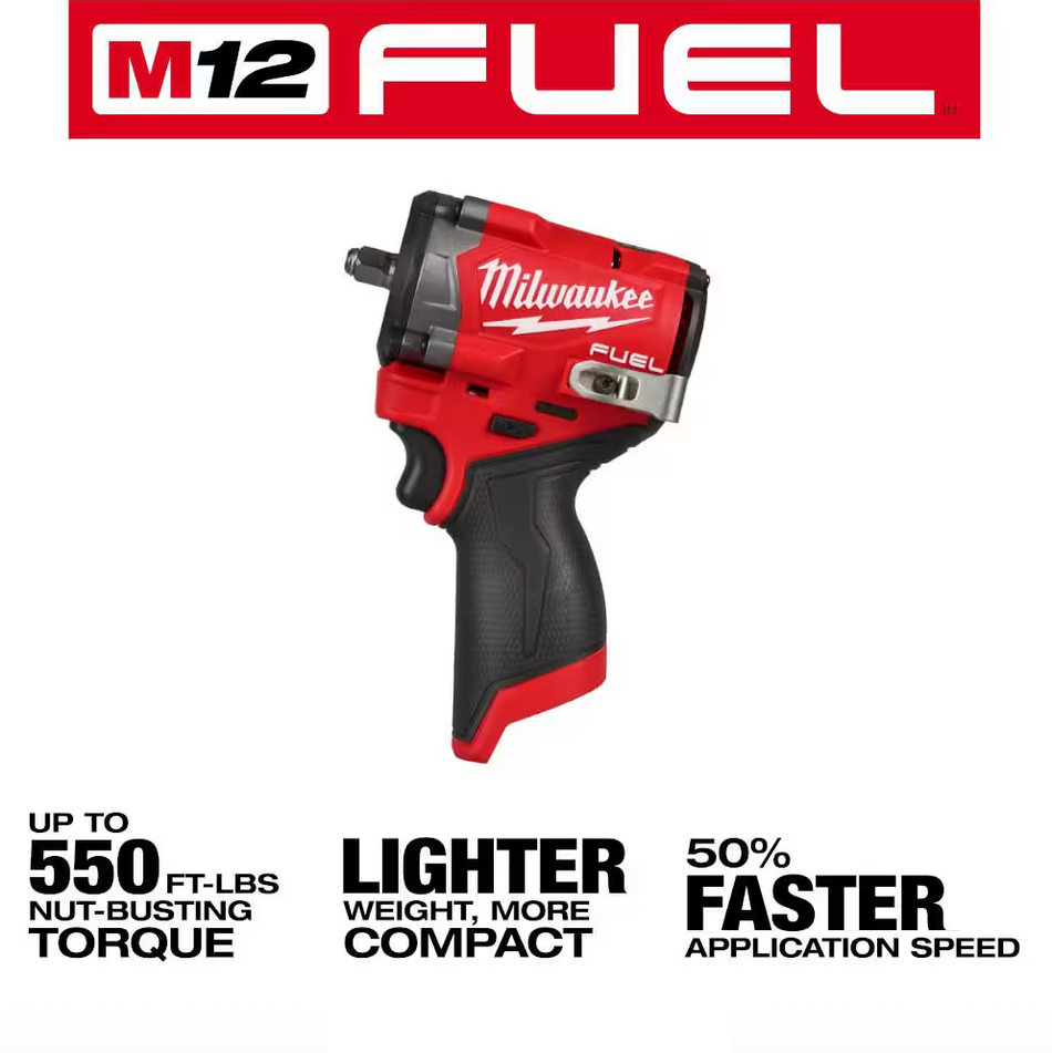 Milwaukee 2562-20 M12 FUEL™ Stubby 3/8" Impact Wrench (Tool Only)