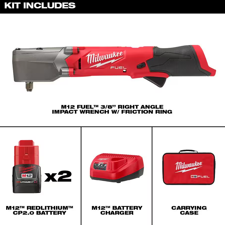 Milwaukee 2564-22 M12 FUEL™ 3/8" Right Angle Impact Wrench w/ Friction Ring Kit