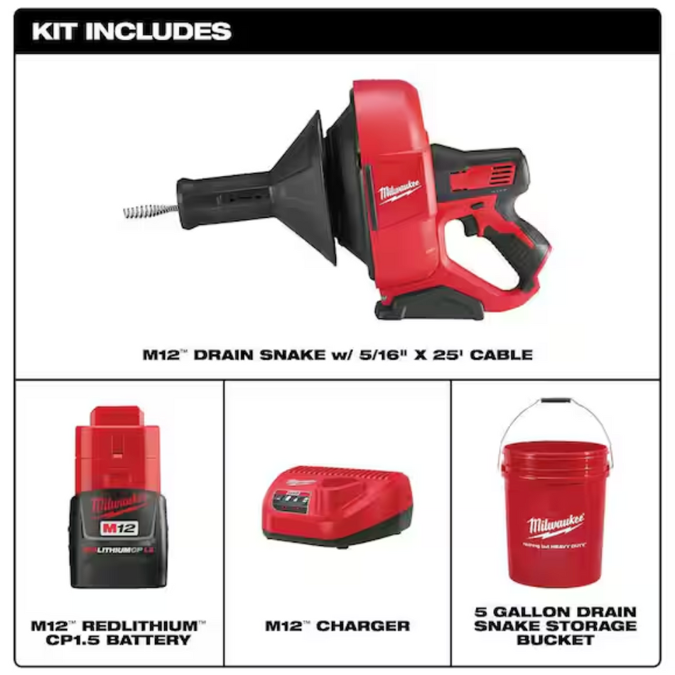 Milwaukee 2571-21 M12™ Drain Snake Kit
