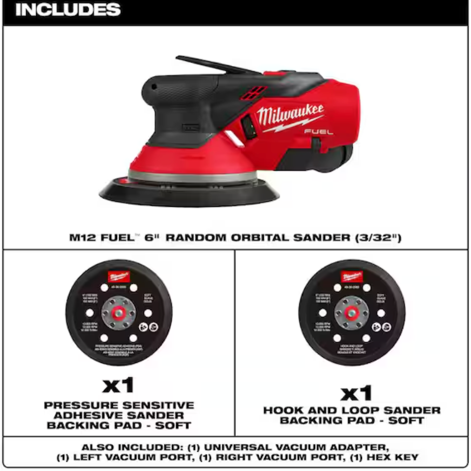 Milwaukee 2584-20 M12™ FUEL™ 6" Random Orbital Sander (3/32") (Tool Only)