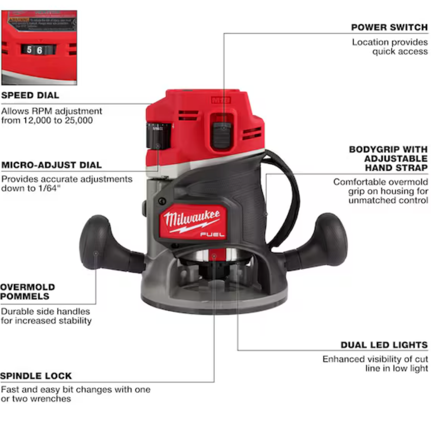 Milwaukee 2838-20 M18 FUEL™ 1/2" Router (Tool Only)