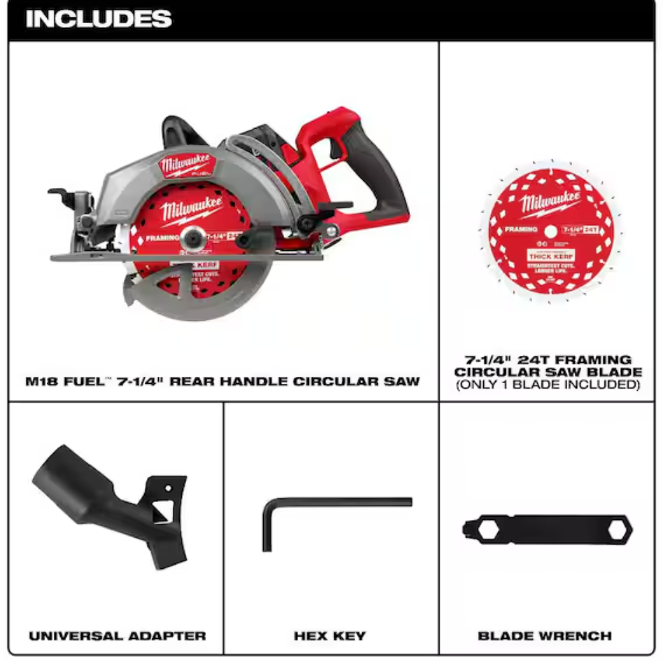 Milwaukee 2930-20 M18 FUEL™ 7-1/4" Rear Handle Circular Saw (Tool Only)