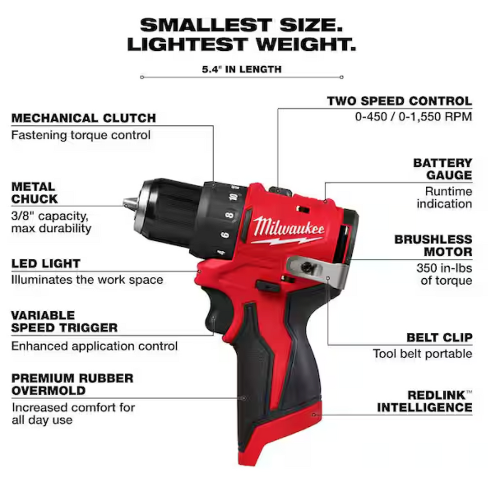Milwaukee 3401-20 M12™ Subcompact Brushless 3/8" Drill/Driver (Tool Only)