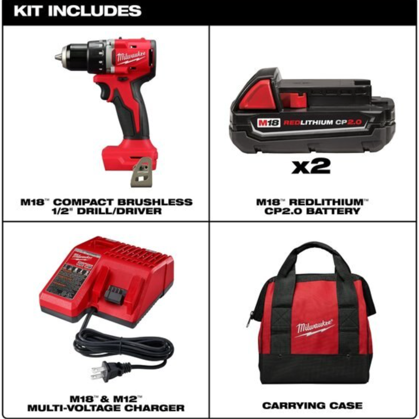 Milwaukee 3601-22CT M18™ ½” Compact Brushless Drill/Driver Kit